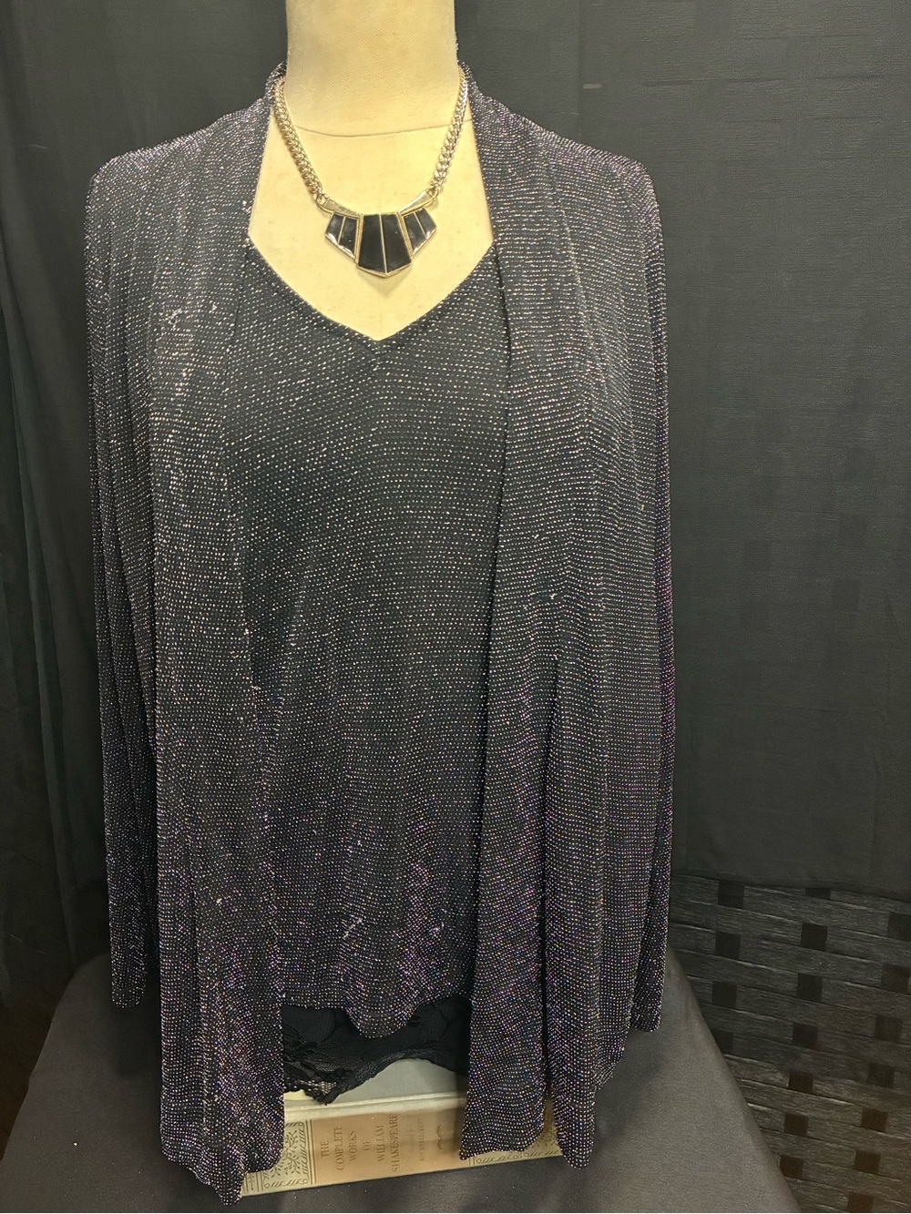 Calvin Klein Metallic Purple Knit Tunic Set